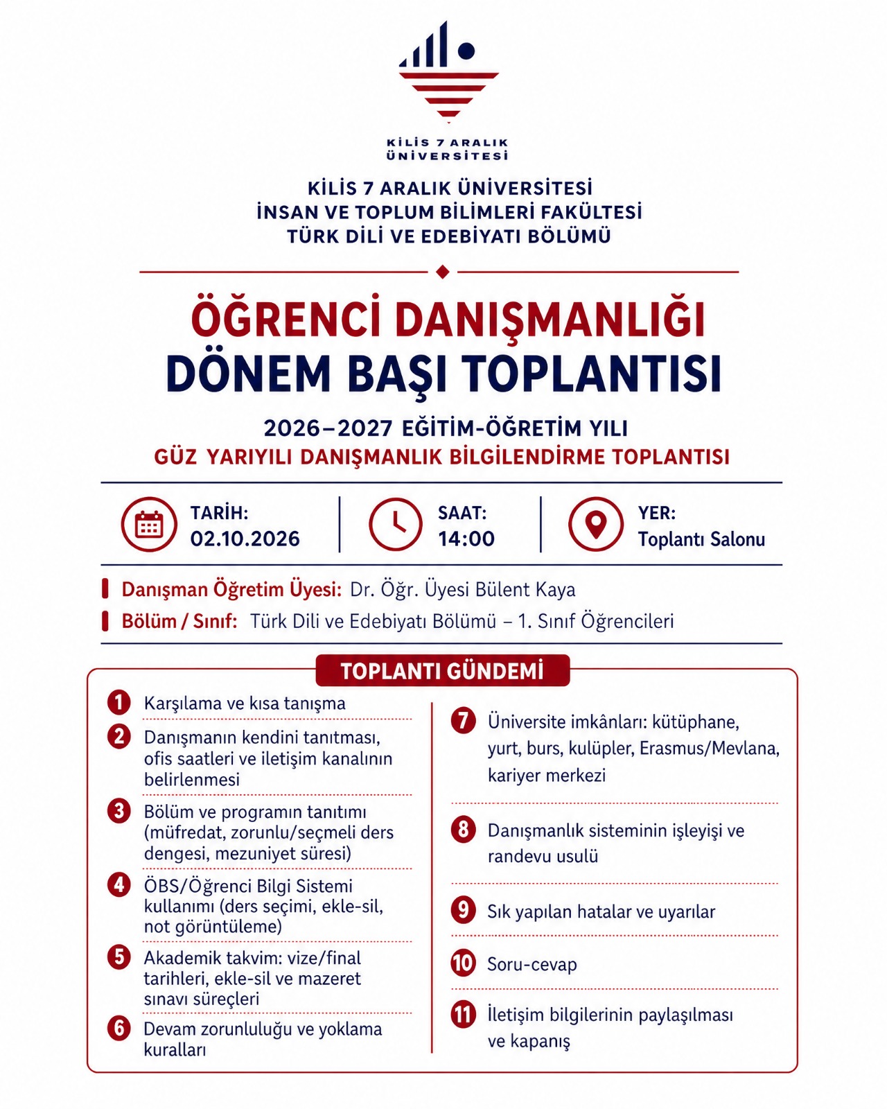 Öğrenci Danışmanlığı Dönem Başı Toplantısı